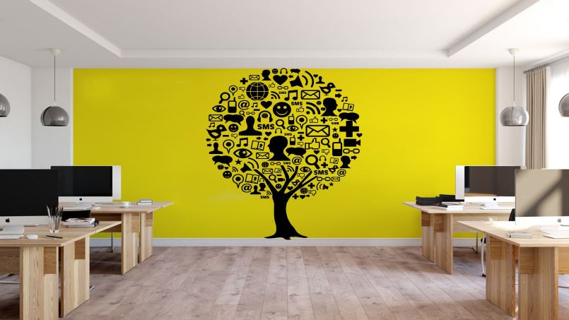 نقاشی با رنگ زرد برای افزایش خلاقیت در دفاتر کاری