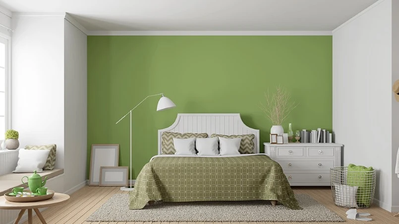 سبز رنگی آرامش بخش برای نقاشی اتاق خواب
