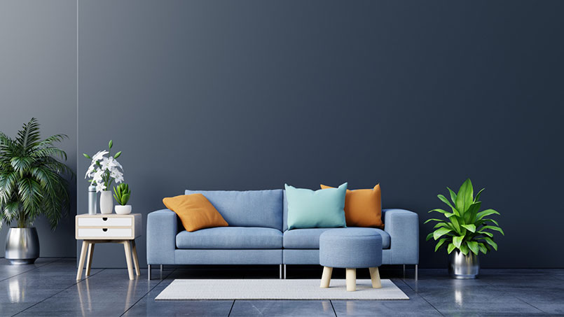 رنگ سرمه ای برای دیوار پذیرایی